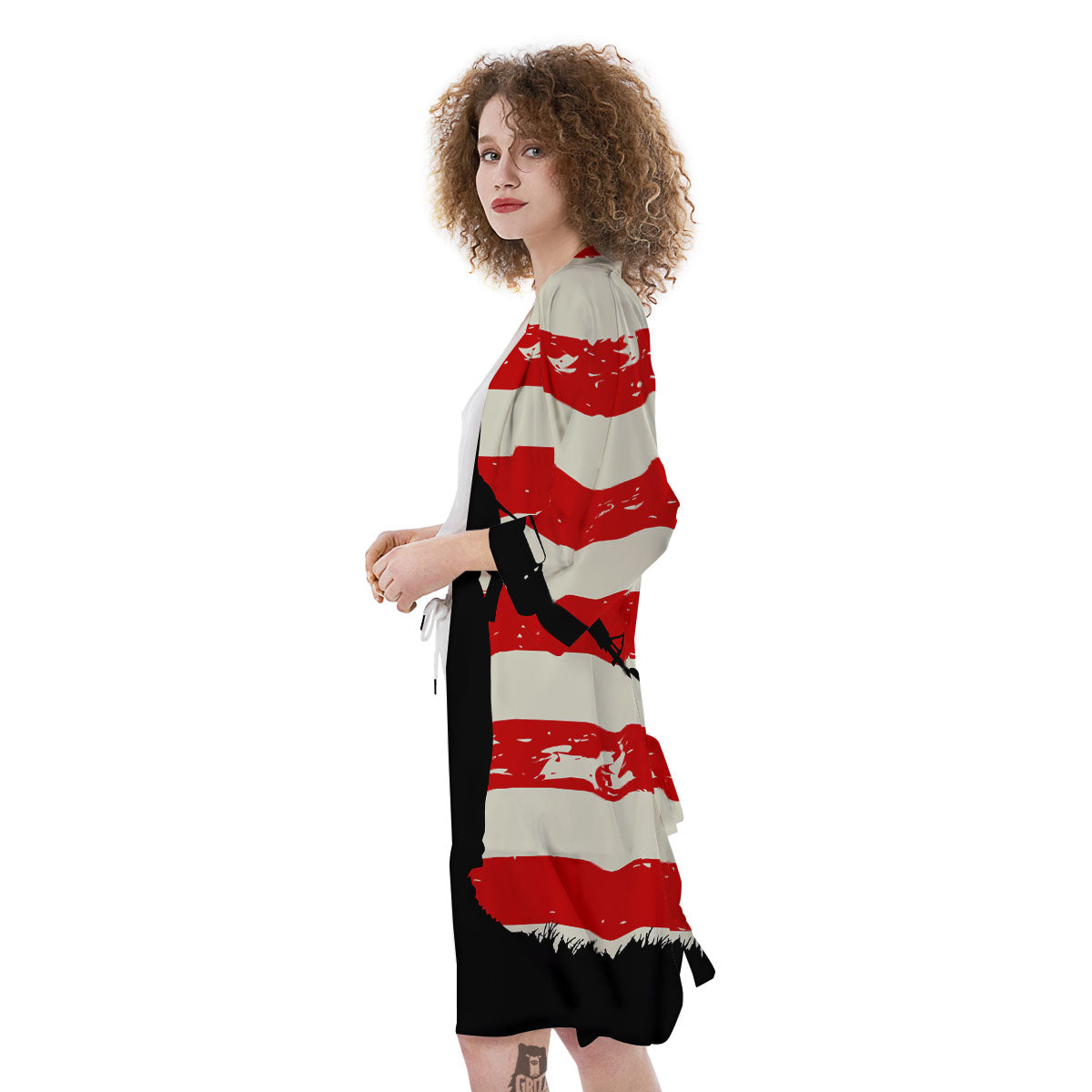 Memorial War American Flag Print Kimono-grizzshop