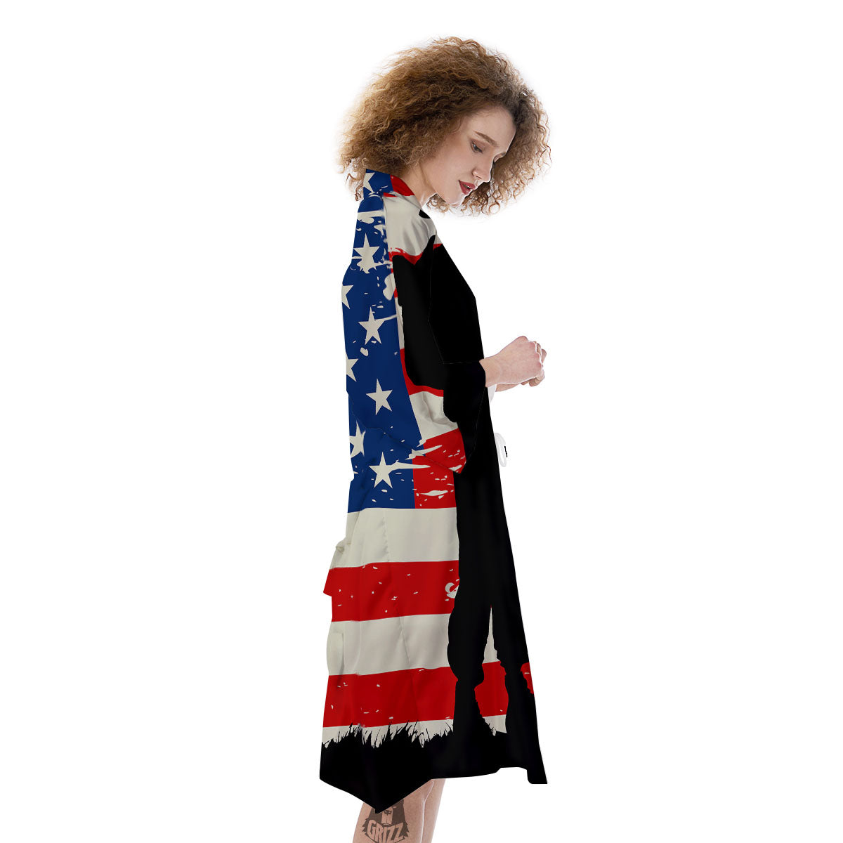 Memorial War American Flag Print Kimono-grizzshop
