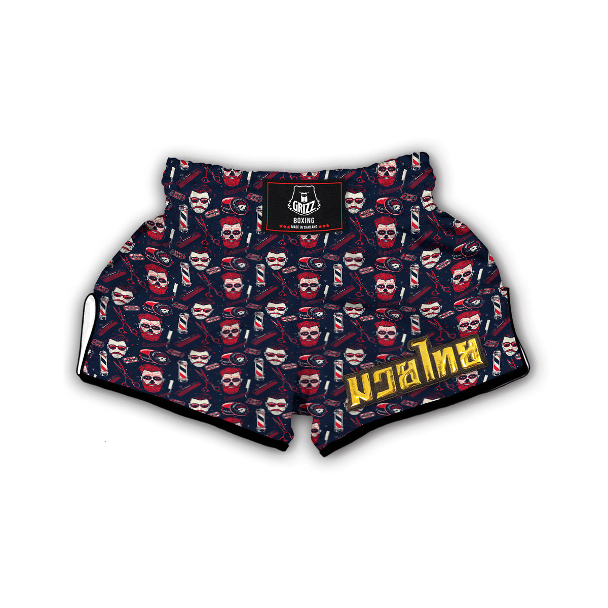 Men's Barber Tattoo Print Pattern Muay Thai Boxing Shorts-grizzshop