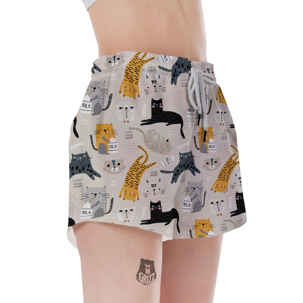 Meow Cat Print Women's Shorts-grizzshop