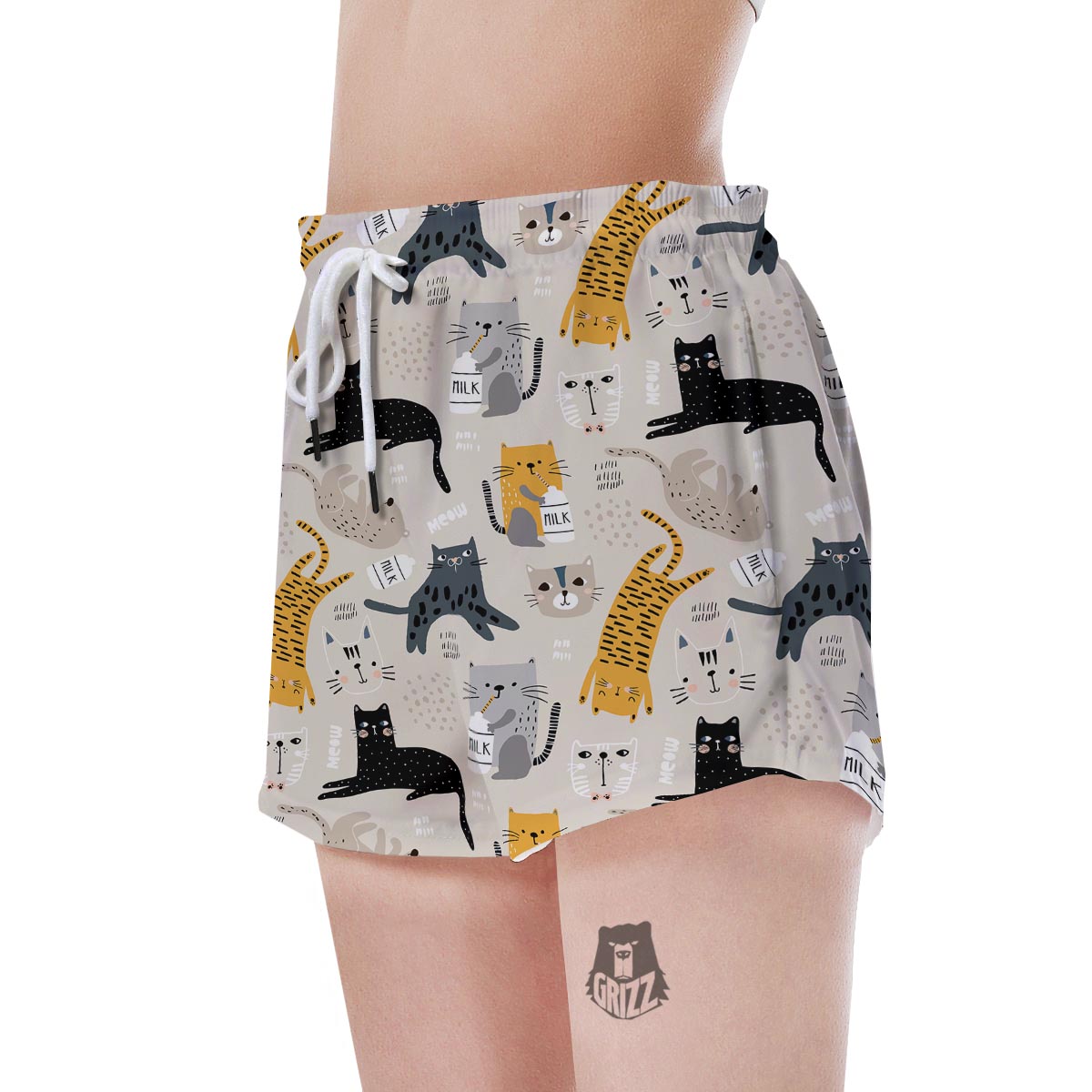 Meow Cat Print Women's Shorts-grizzshop