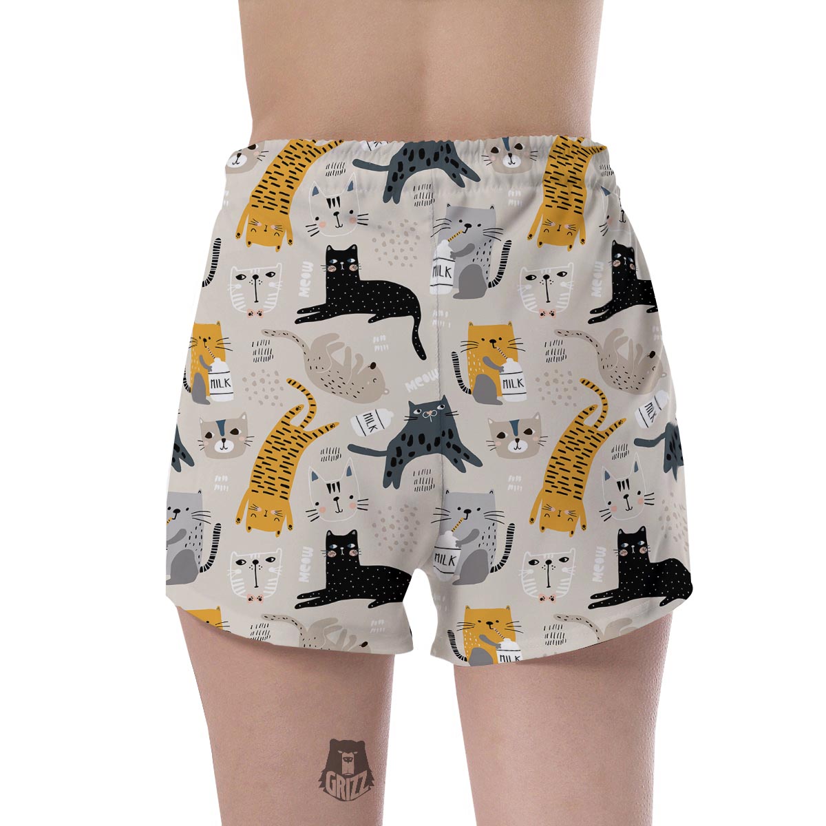 Meow Cat Print Women's Shorts-grizzshop