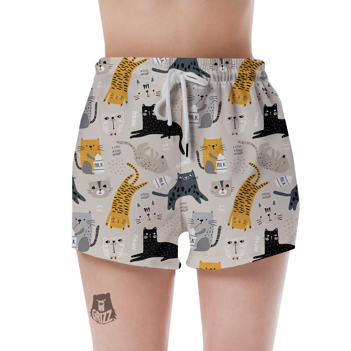 Meow Cat Print Women's Shorts-grizzshop