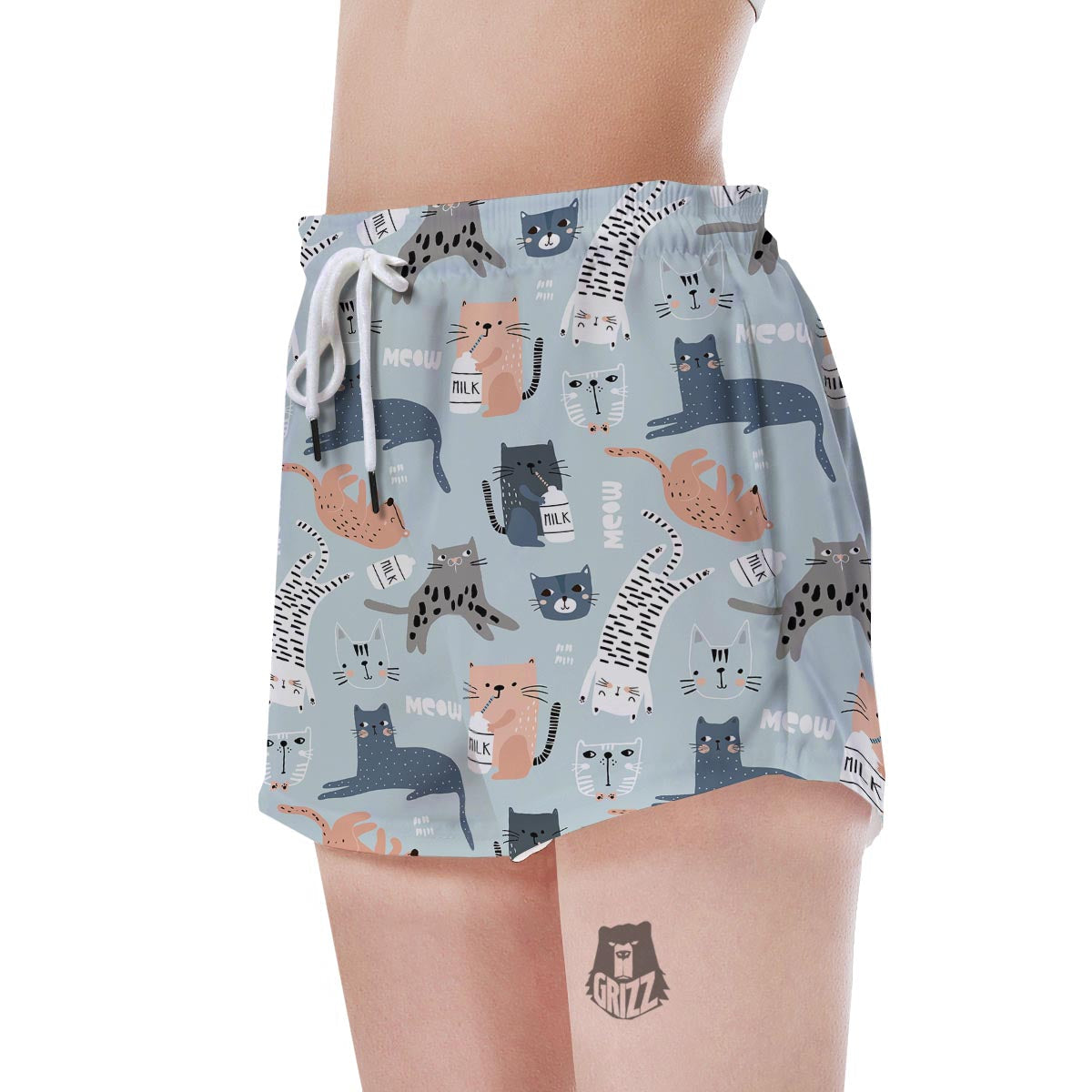 Meow Meow Cat Print Women's Shorts-grizzshop