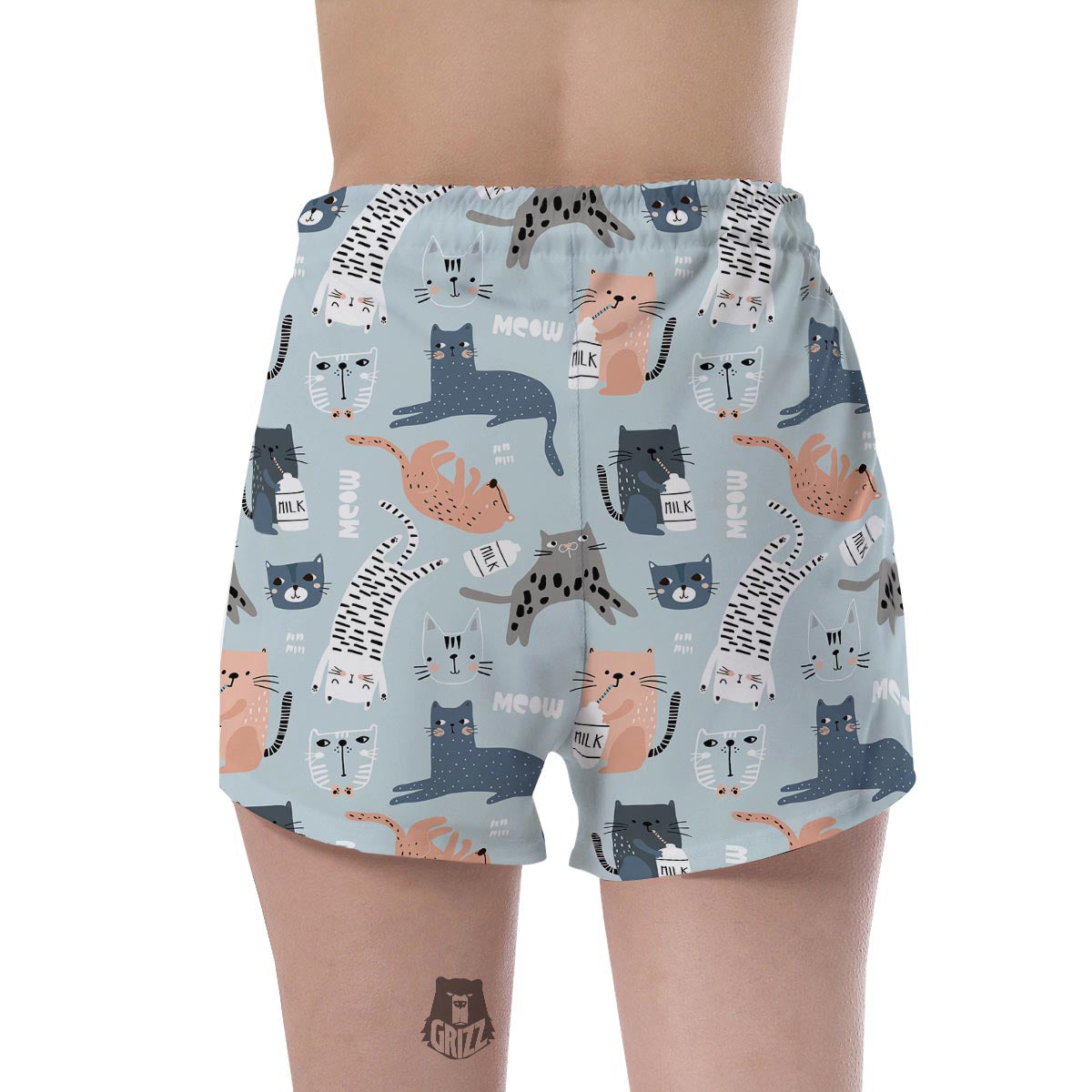 Meow Meow Cat Print Women's Shorts-grizzshop