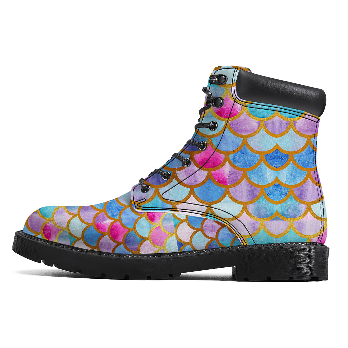 Mermaid Colorful Print Pattern Boots-grizzshop