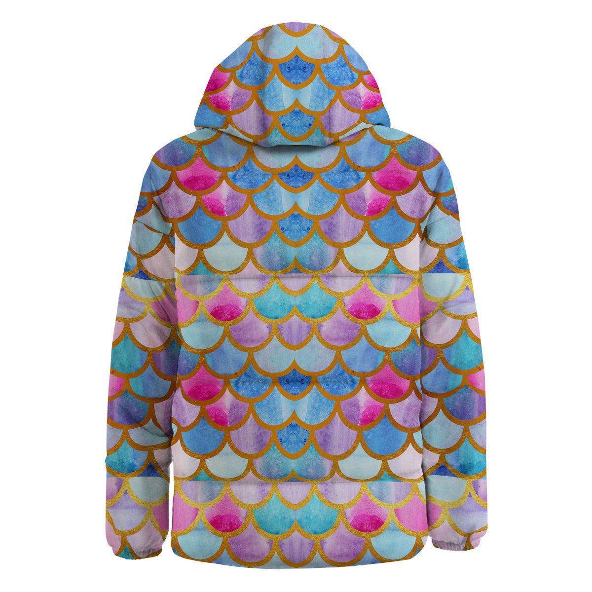Mermaid Colorful Print Pattern Down Jacket-grizzshop