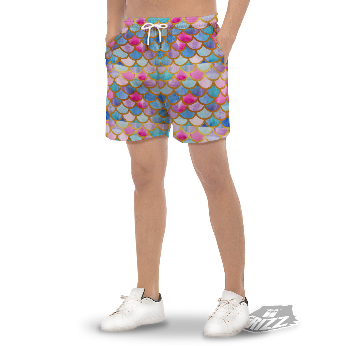 Mermaid Colorful Print Pattern Men's Gym Shorts-grizzshop