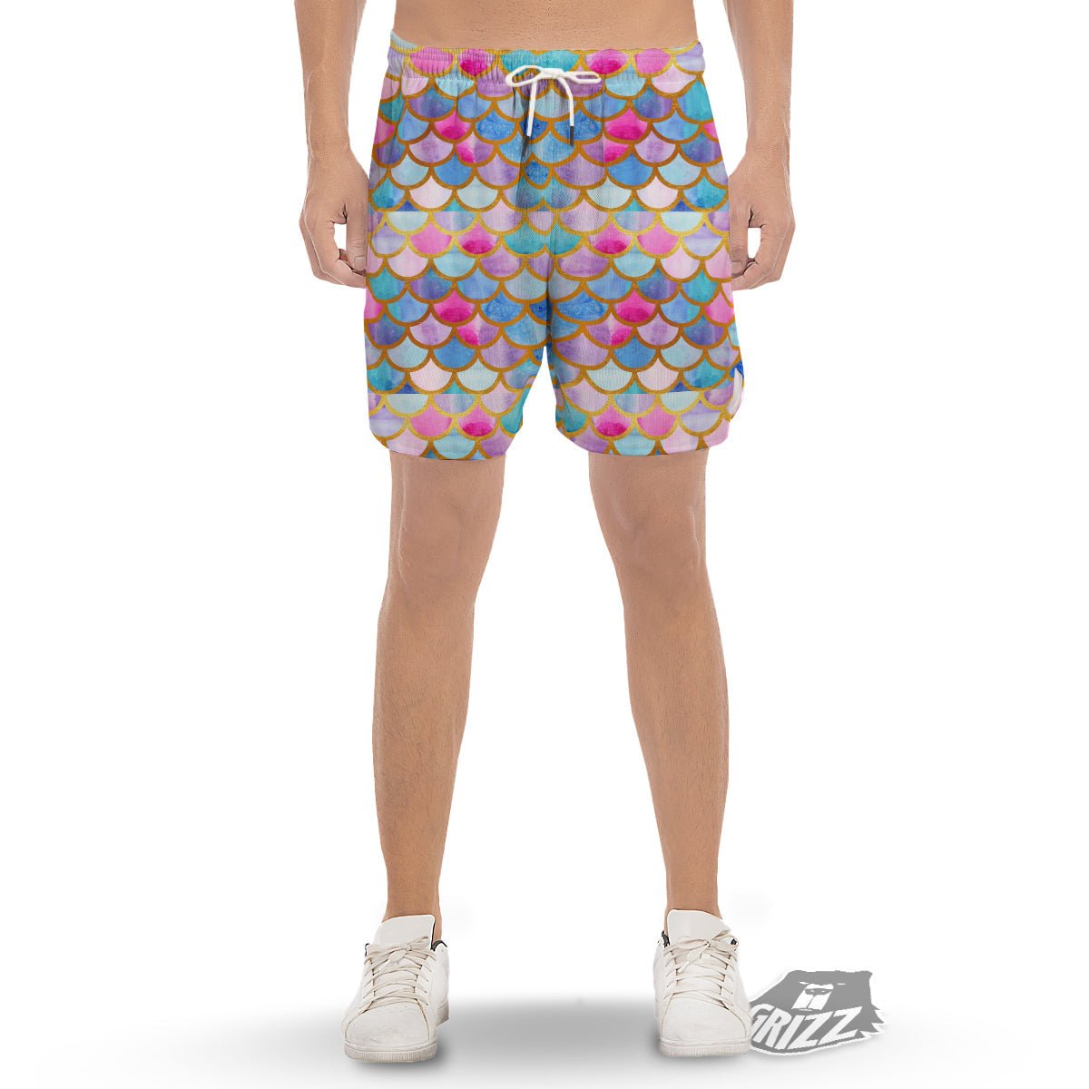 Mermaid Colorful Print Pattern Men's Gym Shorts-grizzshop