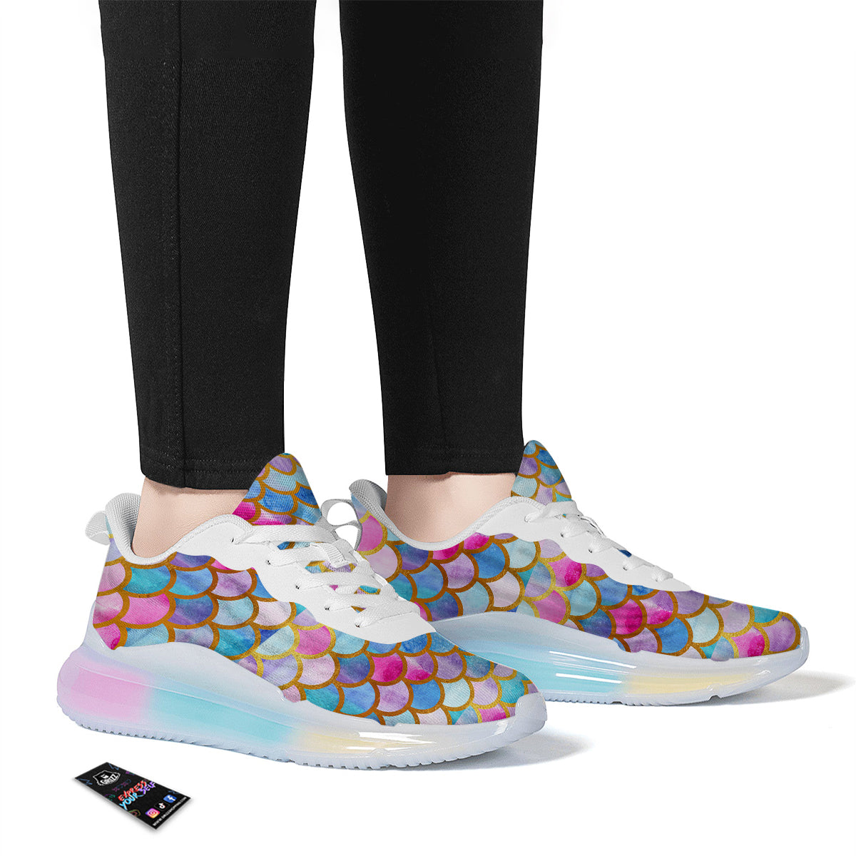Mermaid Colorful Print Pattern Running Sneakers-grizzshop