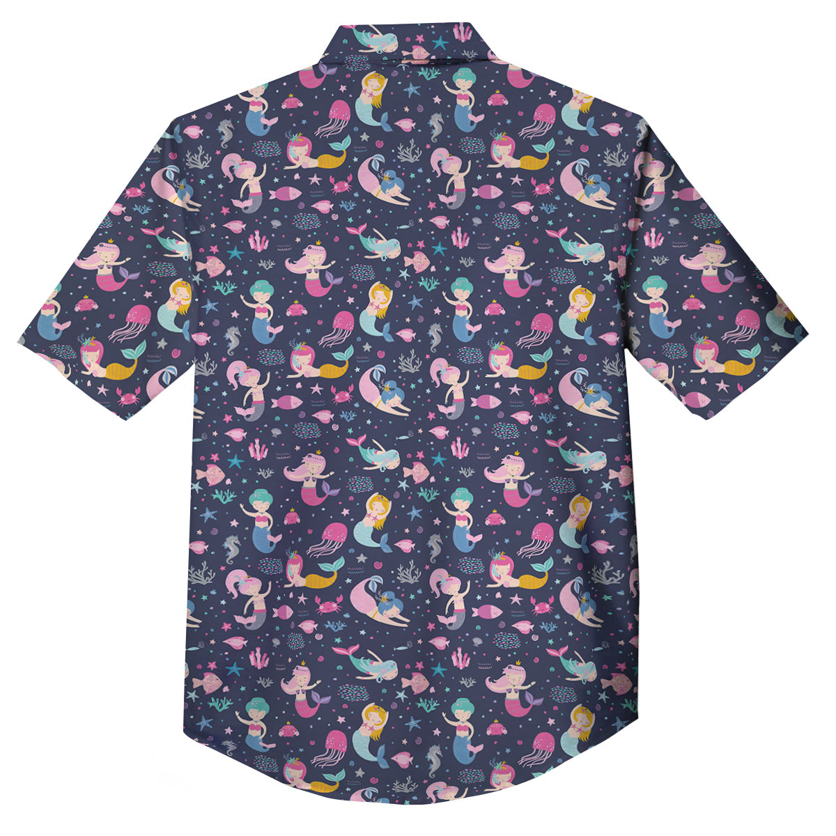 Mermaid Cute Print Pattern Button Up Shirt-grizzshop
