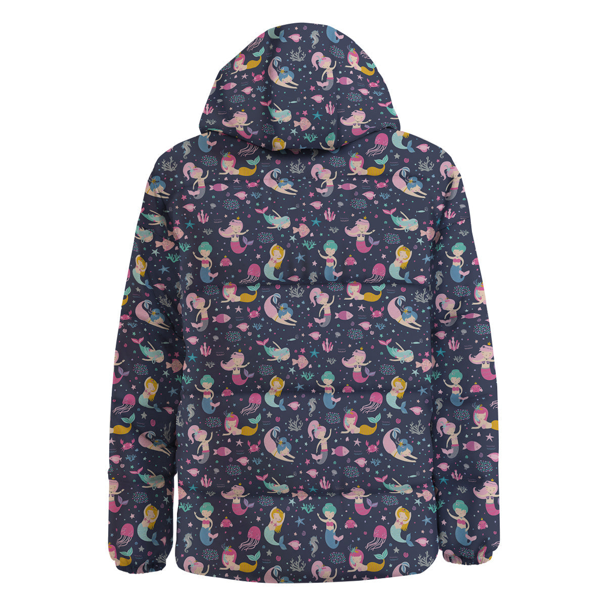 Mermaid Cute Print Pattern Down Jacket-grizzshop
