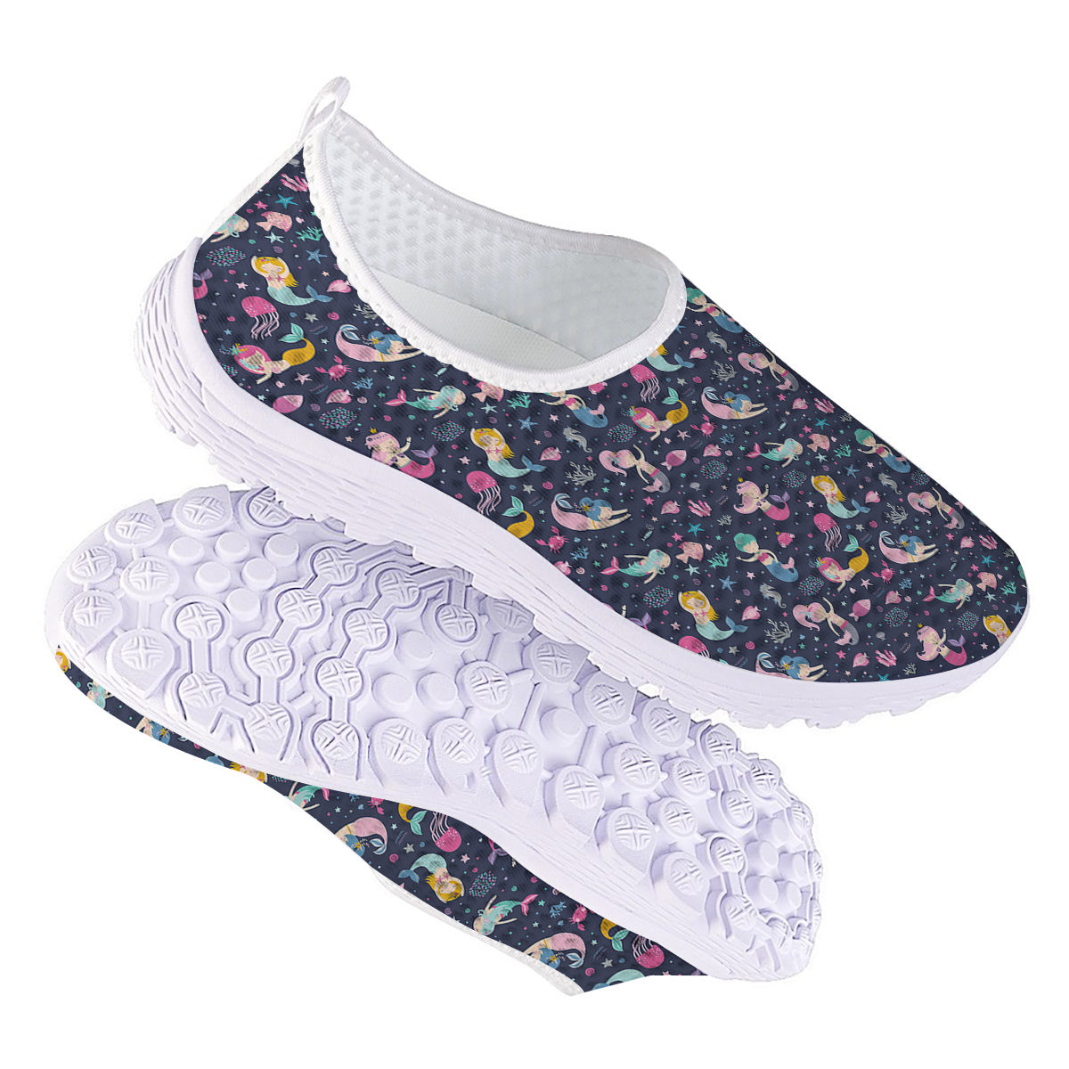 Mermaid Cute Print Pattern Nurse Shoes-grizzshop