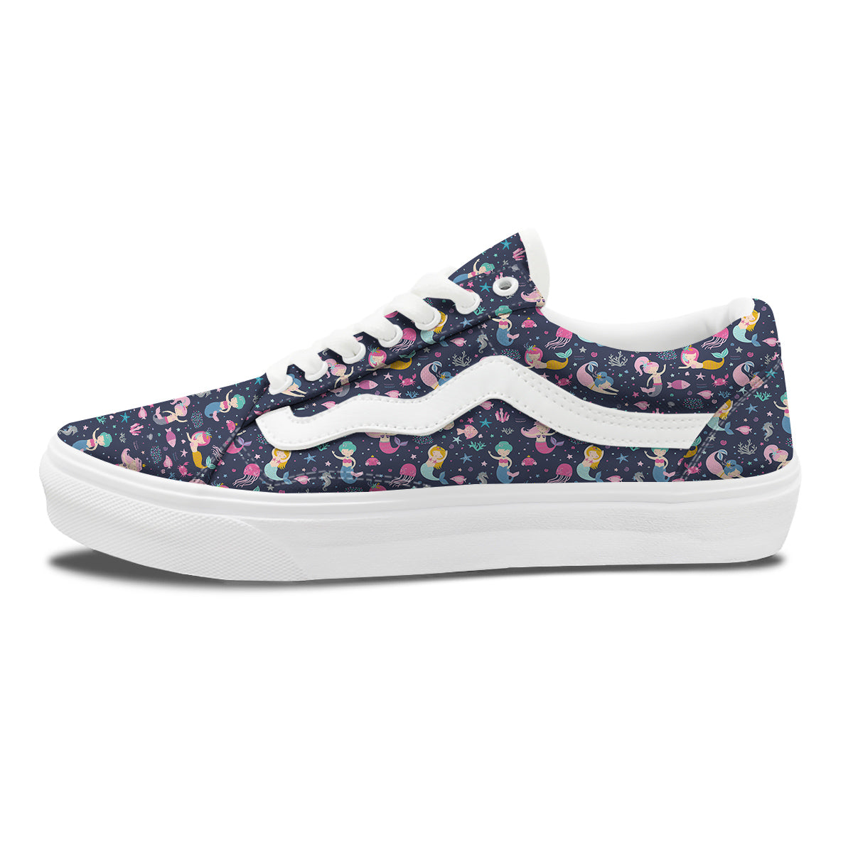 Mermaid Cute Print Pattern Skate Shoes-grizzshop