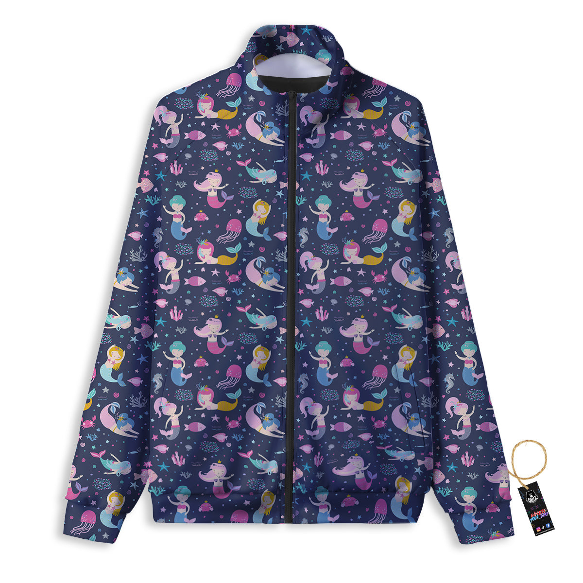 Mermaid Cute Print Pattern Track Jacket-grizzshop