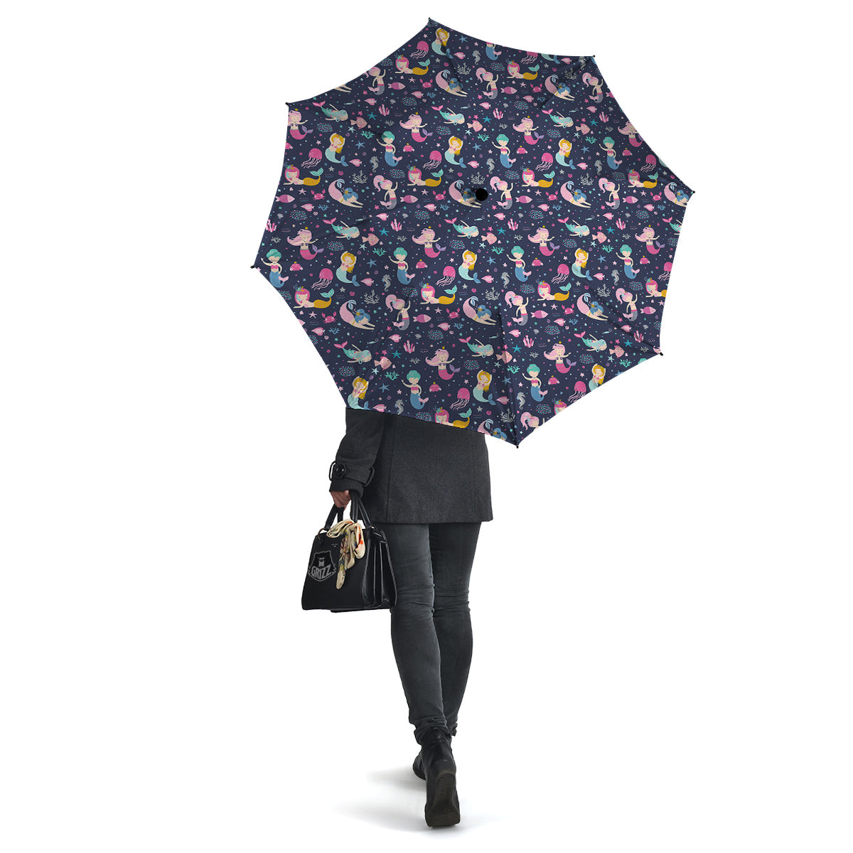 Mermaid Cute Print Pattern Umbrella-grizzshop
