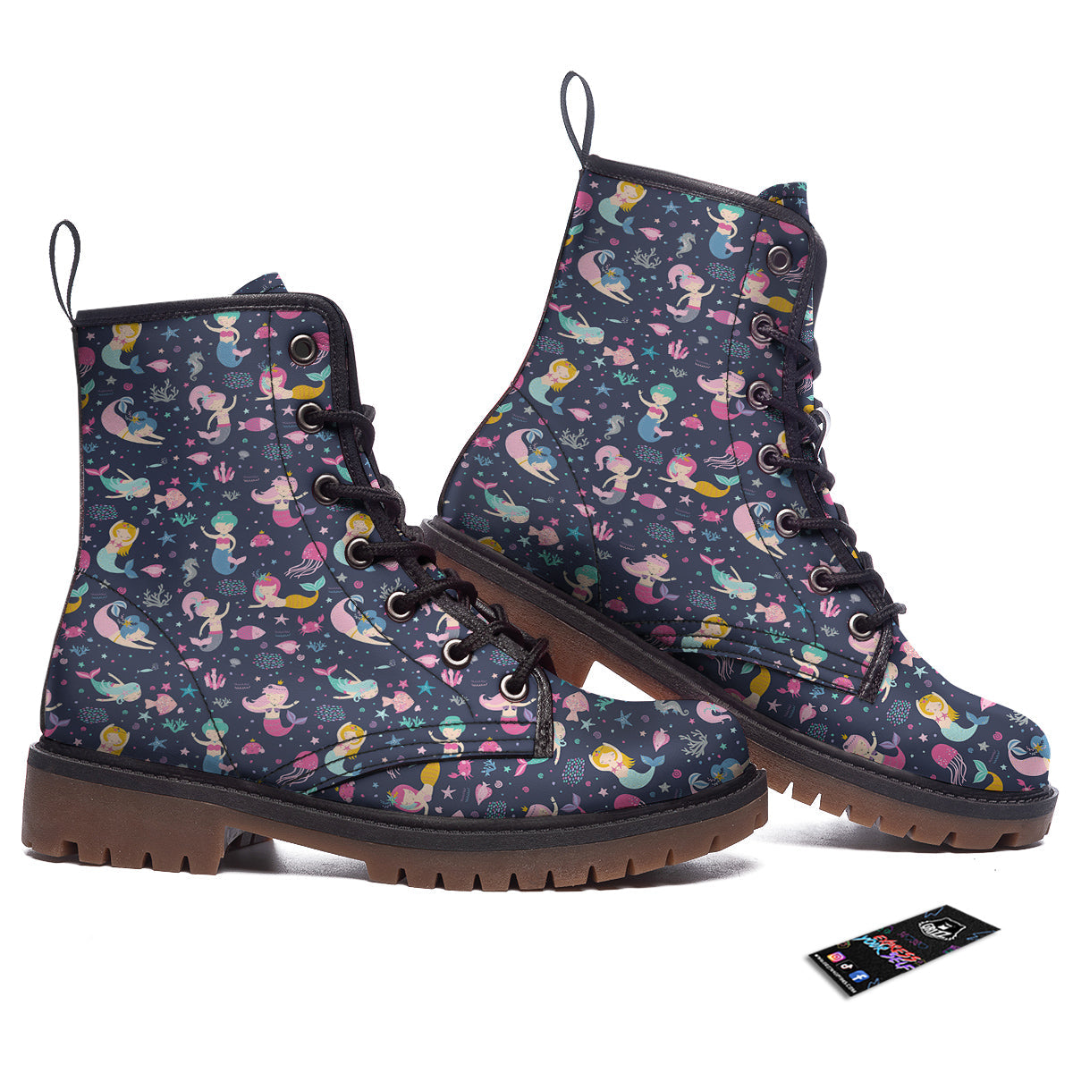 Mermaid Cute Print Pattern Work Boots-grizzshop