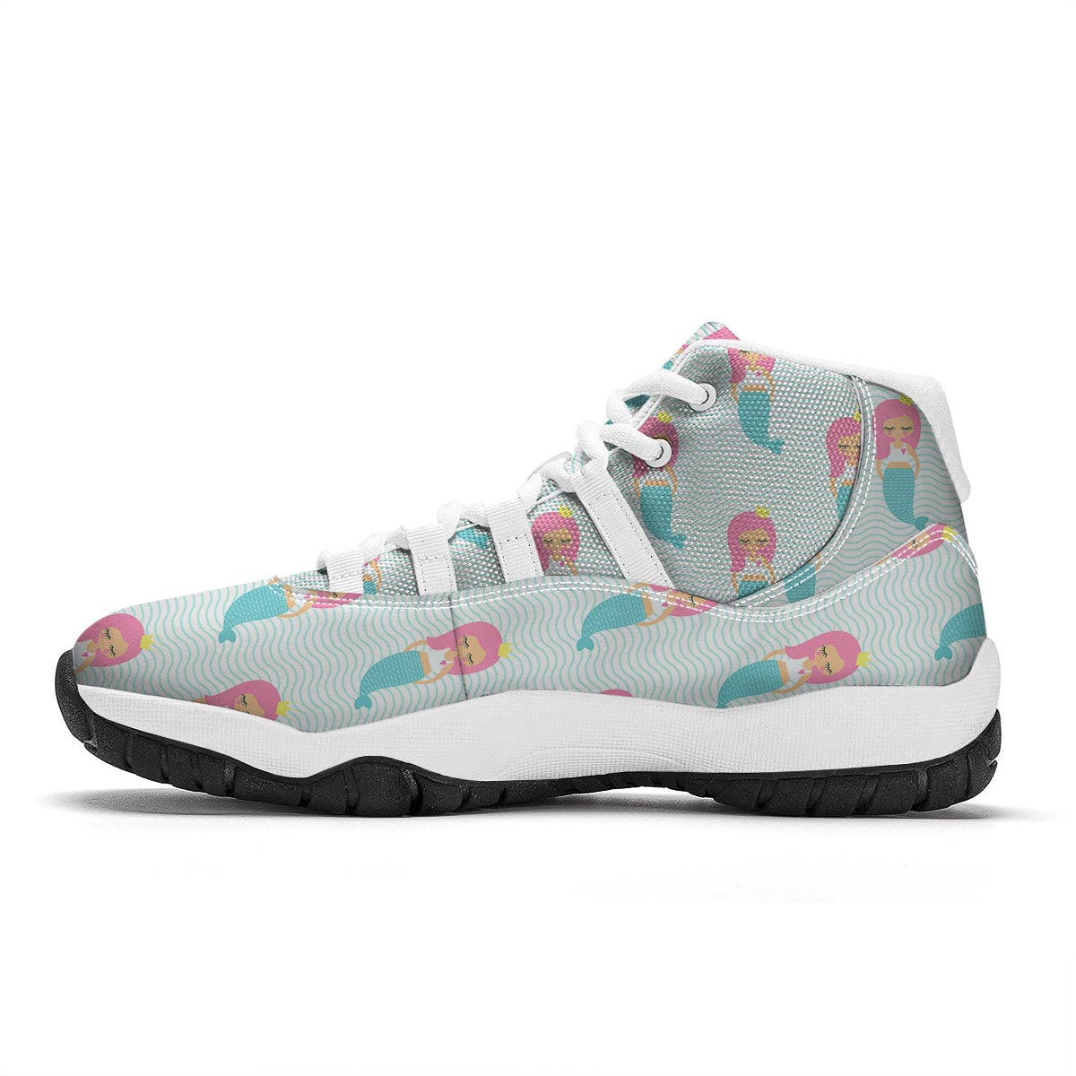 Mermaid Print Pattern White Bball Shoes-grizzshop