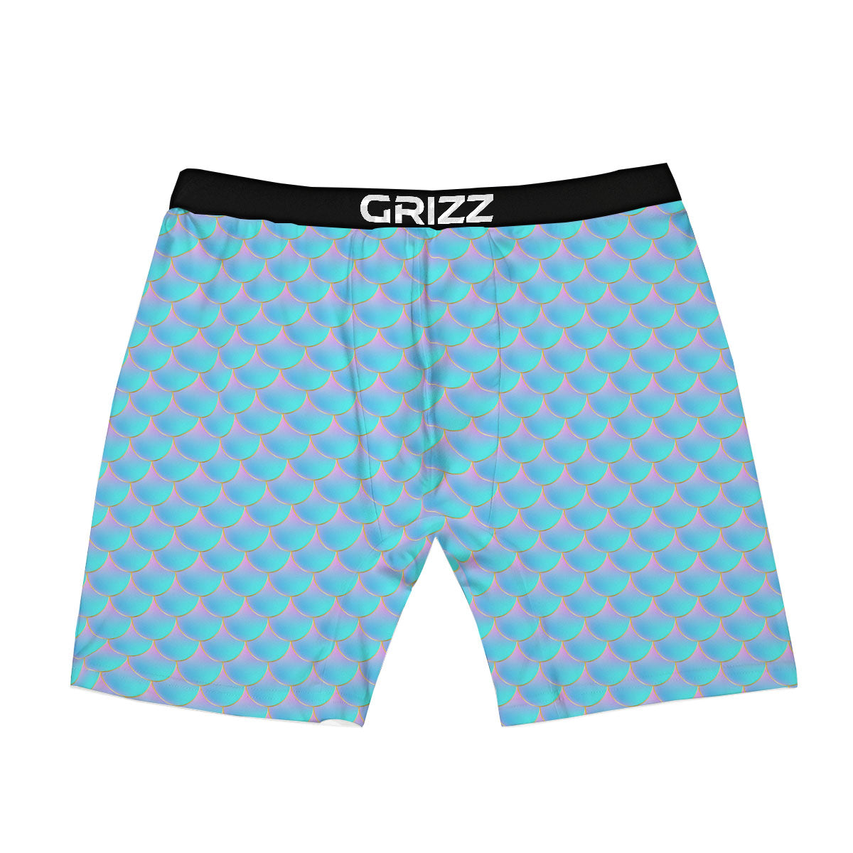 Mermaid Scales Blue Neon Print Pattern Boxer Briefs-grizzshop
