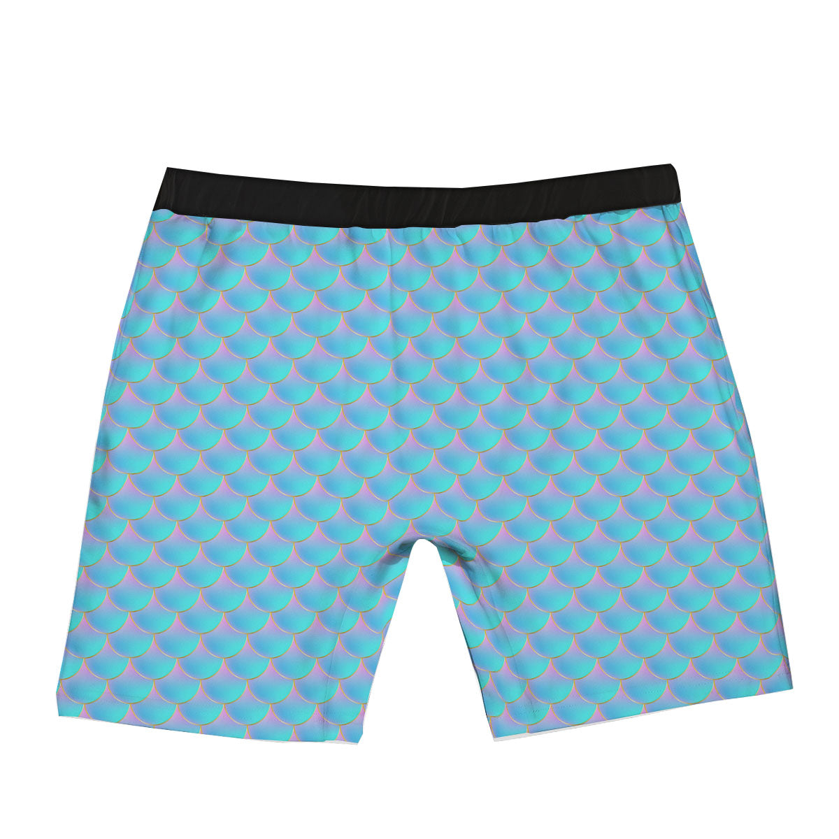 Mermaid Scales Blue Neon Print Pattern Boxer Briefs-grizzshop