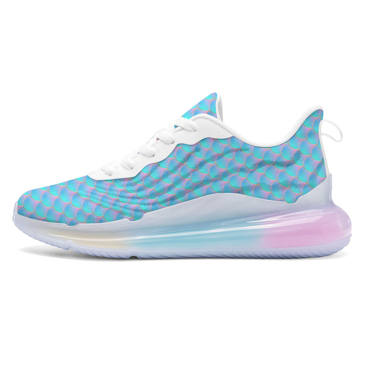 Mermaid Scales Blue Neon Print Pattern Running Sneakers-grizzshop