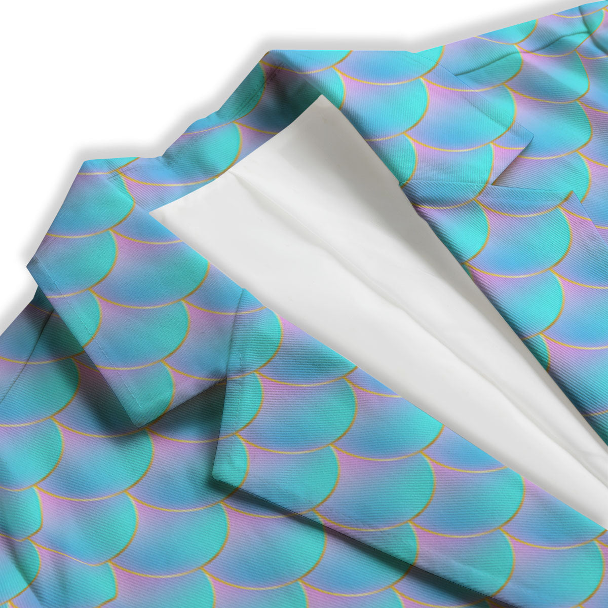 Mermaid Scales Blue Neon Print Pattern Women's Blazer-grizzshop