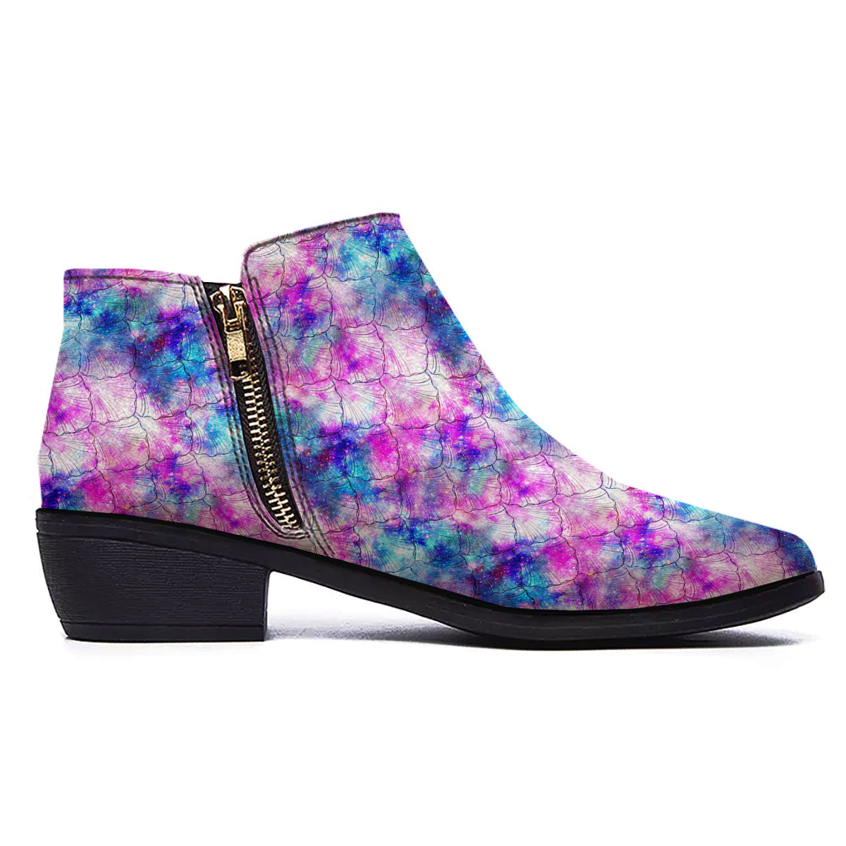 Mermaid Scales Galaxy Print Pattern Ankle Boots-grizzshop