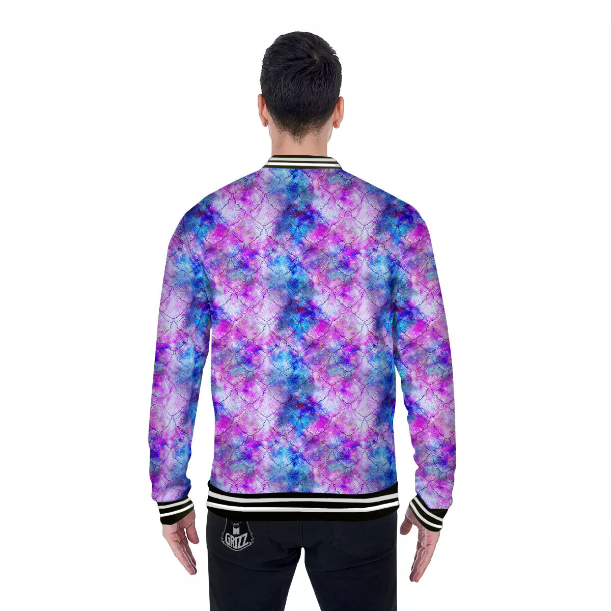 Mermaid Scales Galaxy Print Pattern Baseball Jacket-grizzshop
