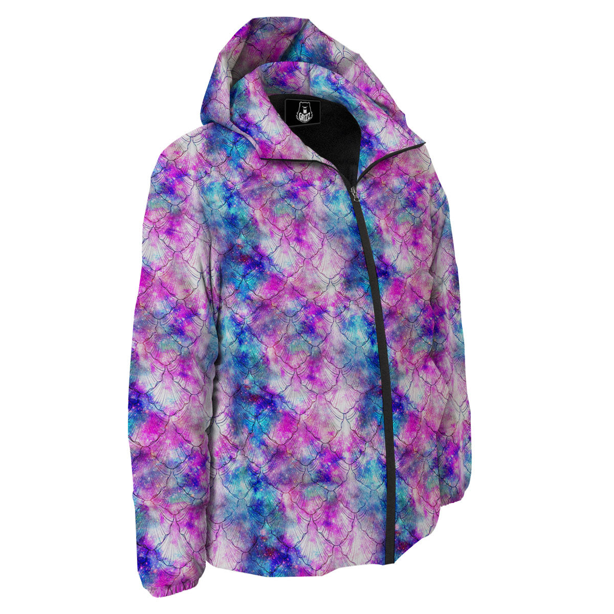 Mermaid Scales Galaxy Print Pattern Down Jacket-grizzshop