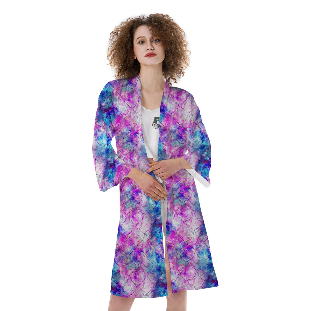 Mermaid Scales Galaxy Print Pattern Kimono-grizzshop