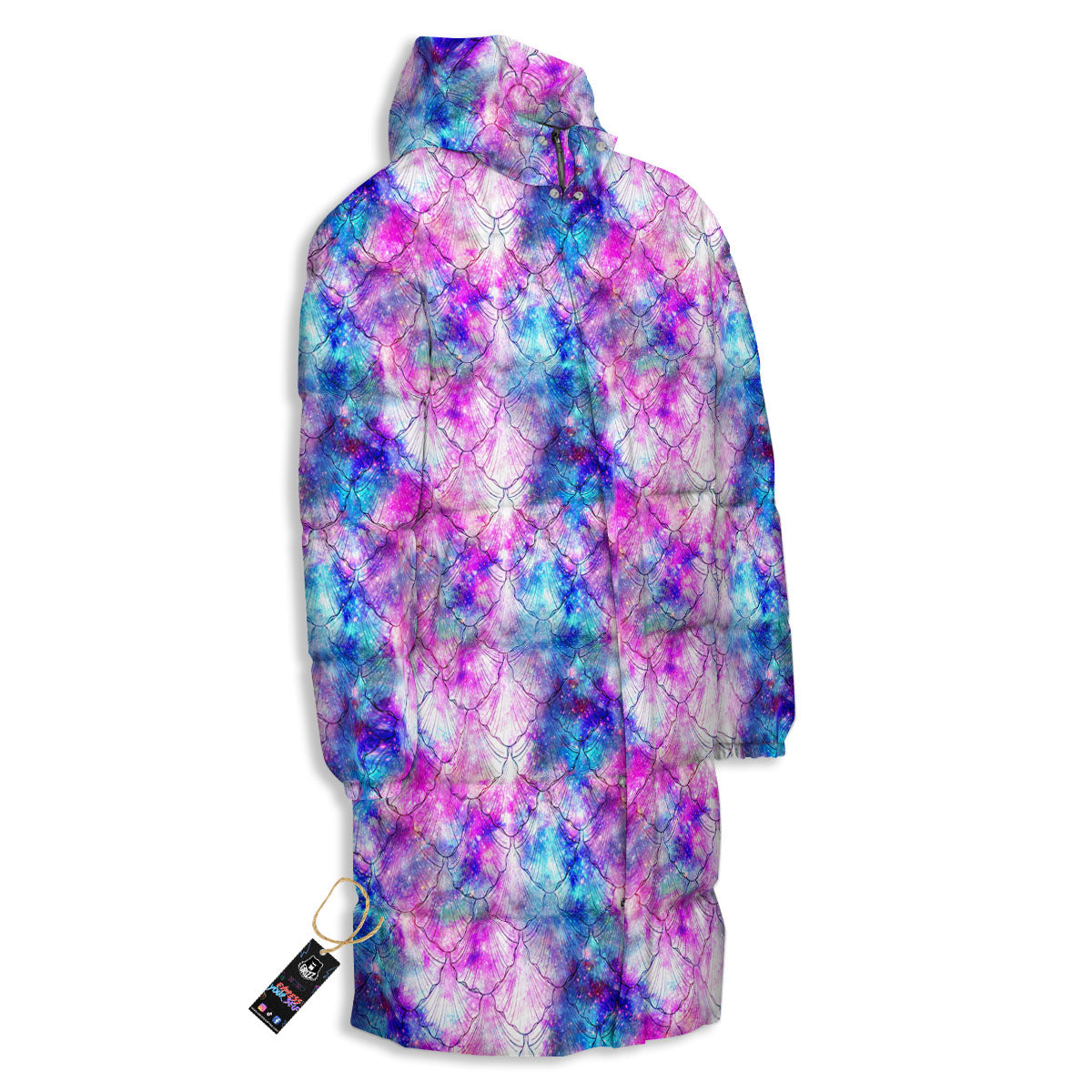 Mermaid Scales Galaxy Print Pattern Long Down Jacket-grizzshop
