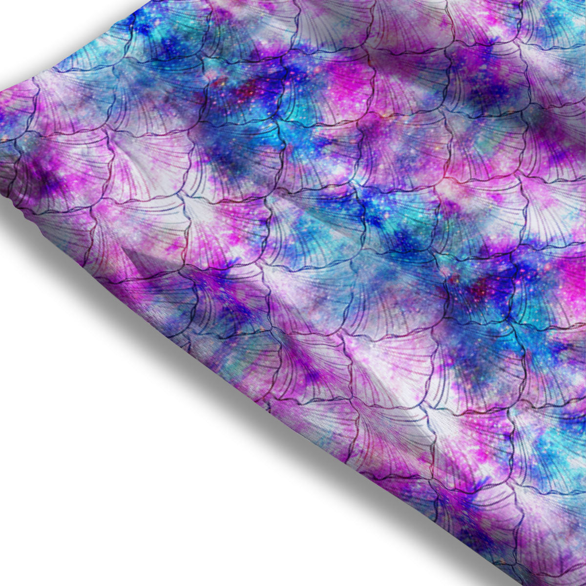 Mermaid Scales Galaxy Print Pattern Mesh Shorts