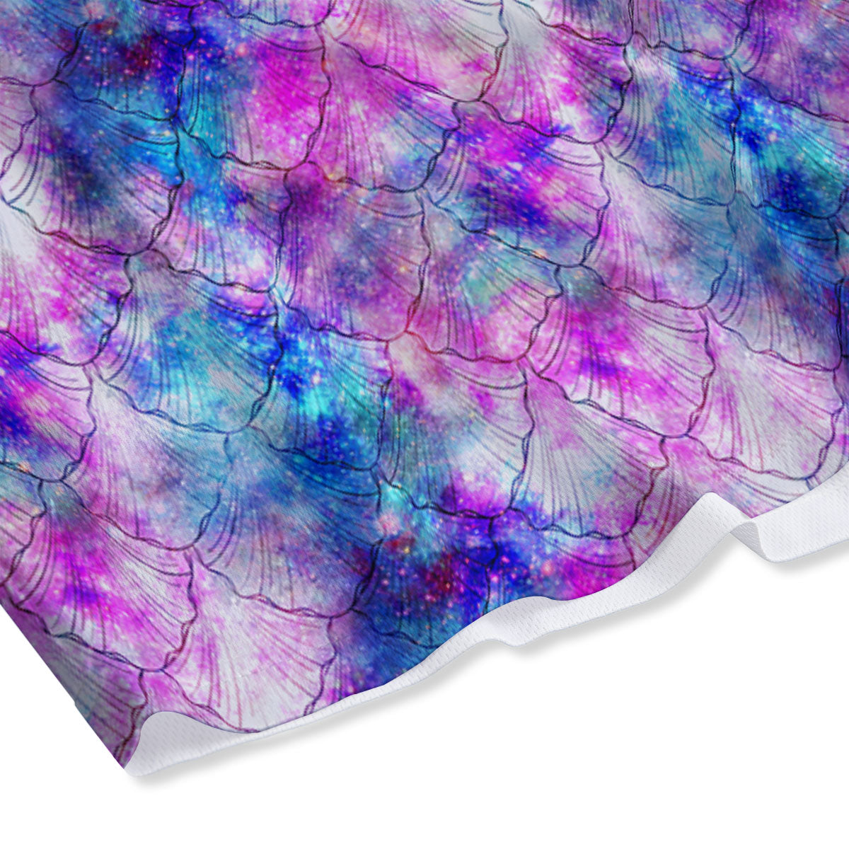 Mermaid Scales Galaxy Print Pattern Mesh Shorts