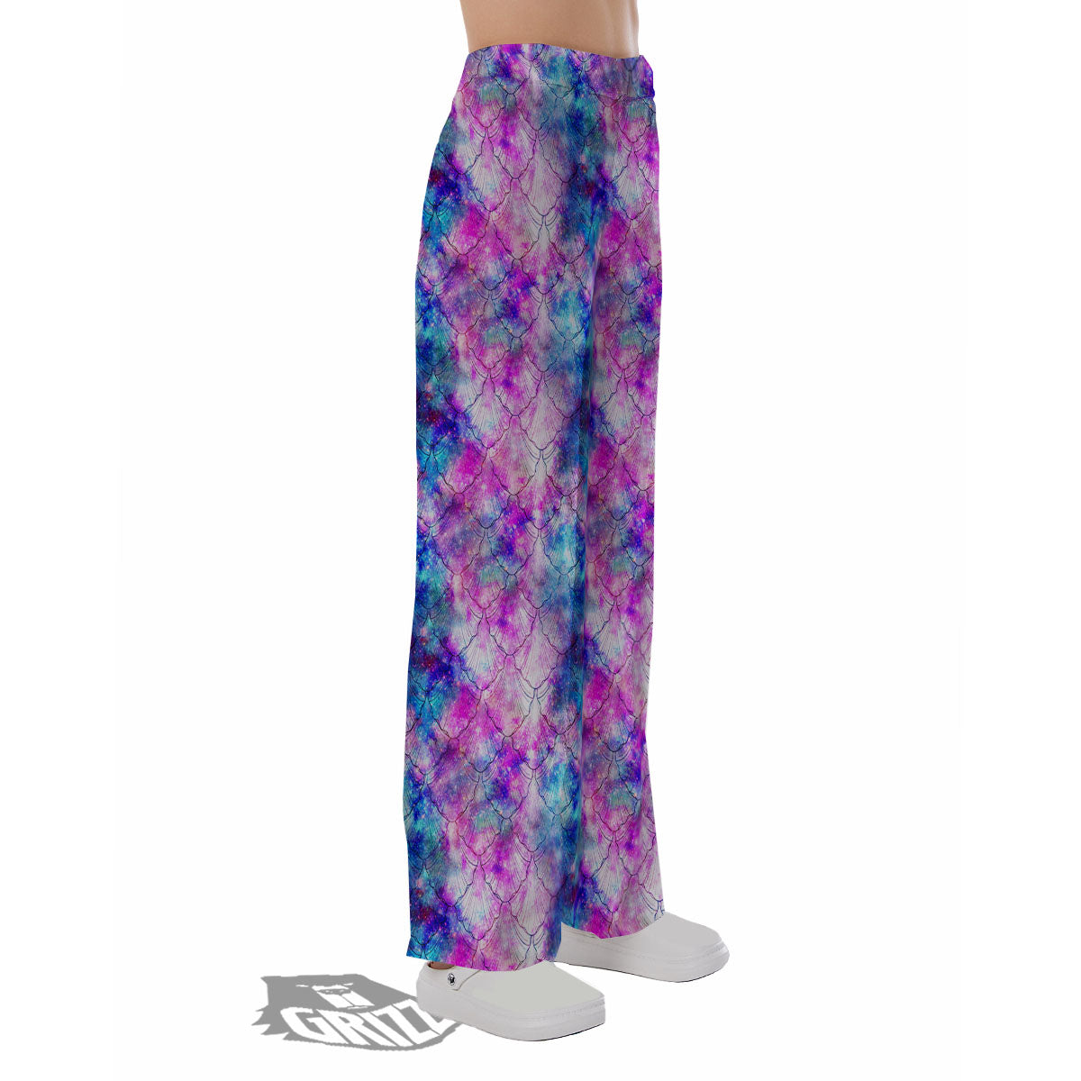 Mermaid Scales Galaxy Print Pattern Pajama Pants-grizzshop