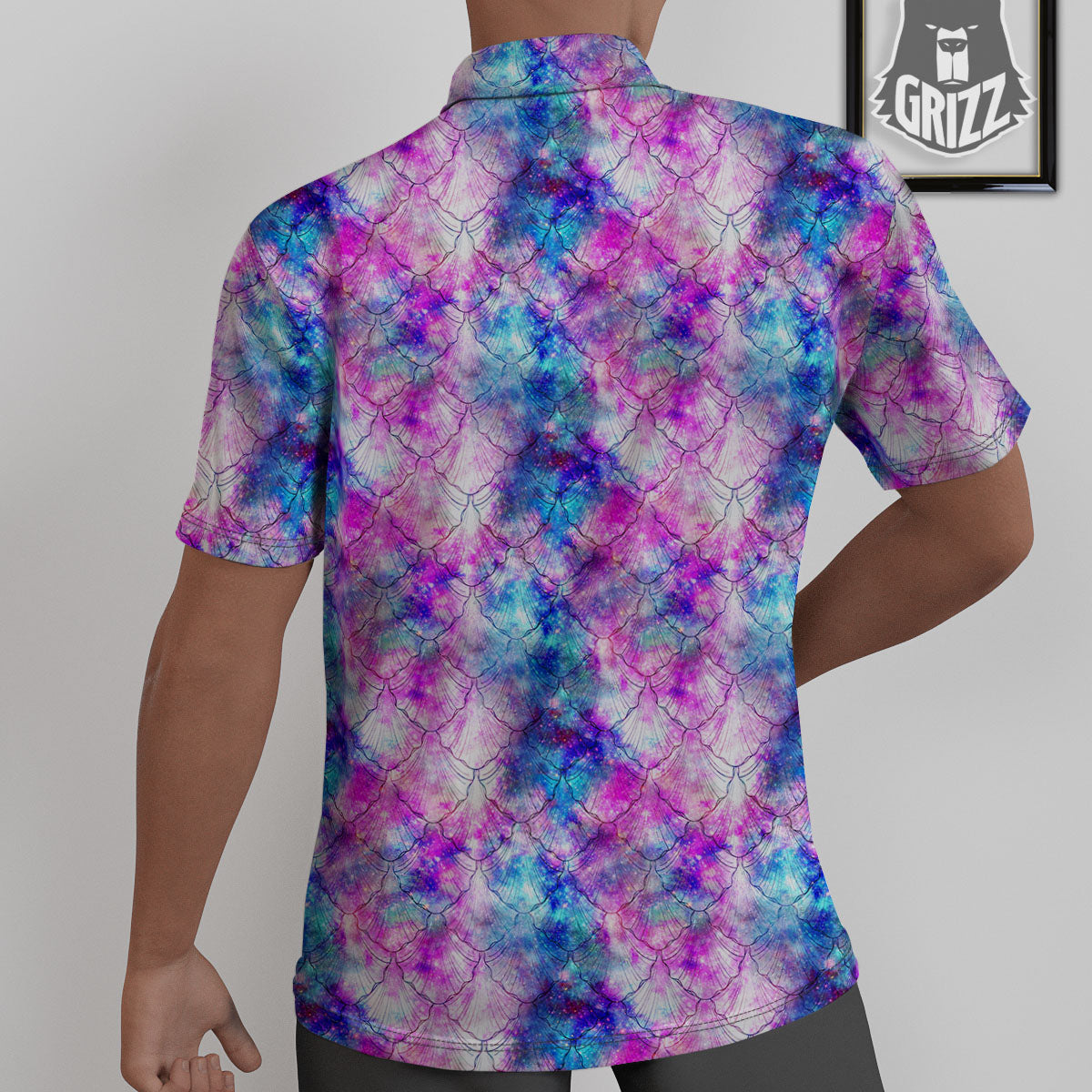 Mermaid Scales Galaxy Print Pattern Untucked Shirts-grizzshop