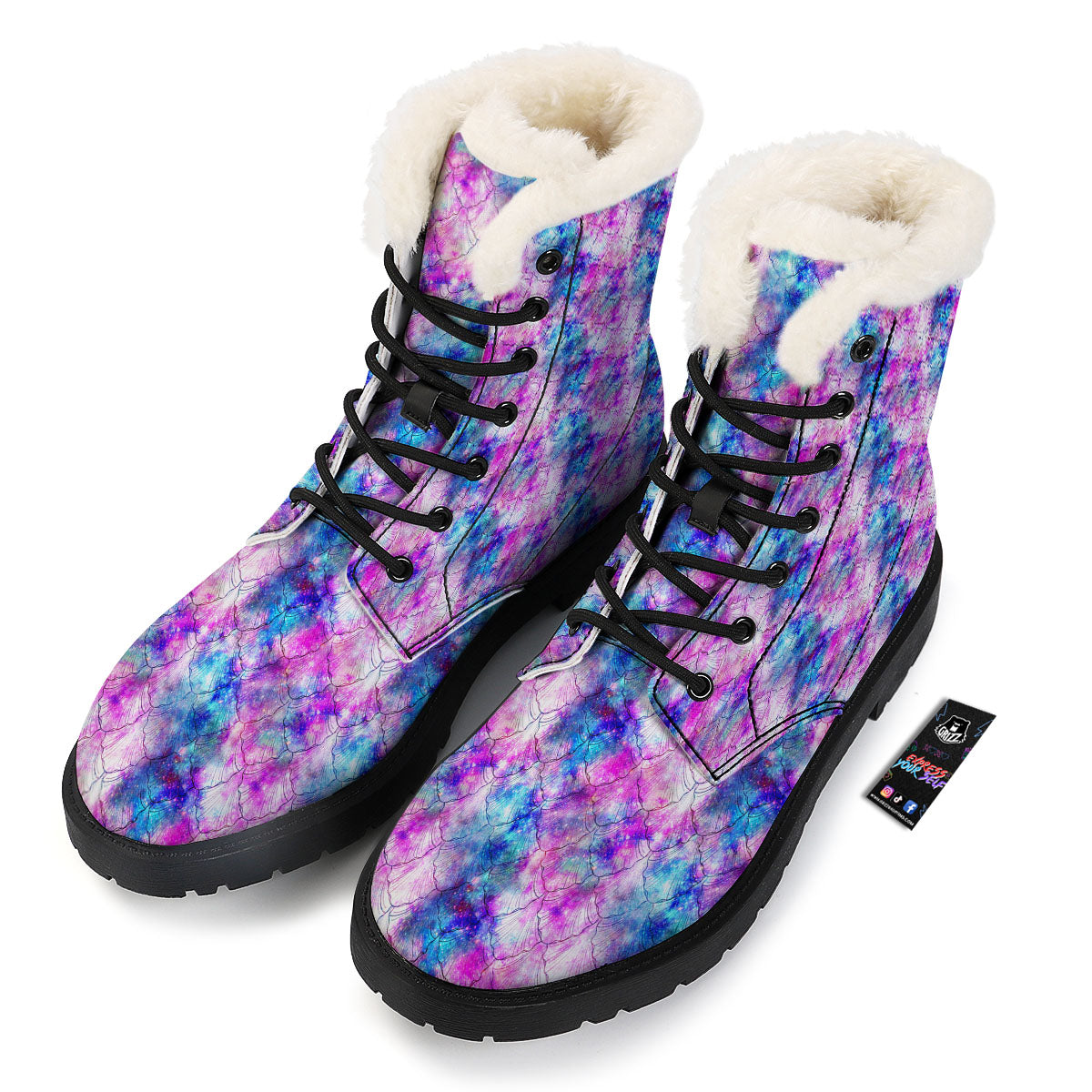 Mermaid Scales Galaxy Print Pattern Winter Boots-grizzshop