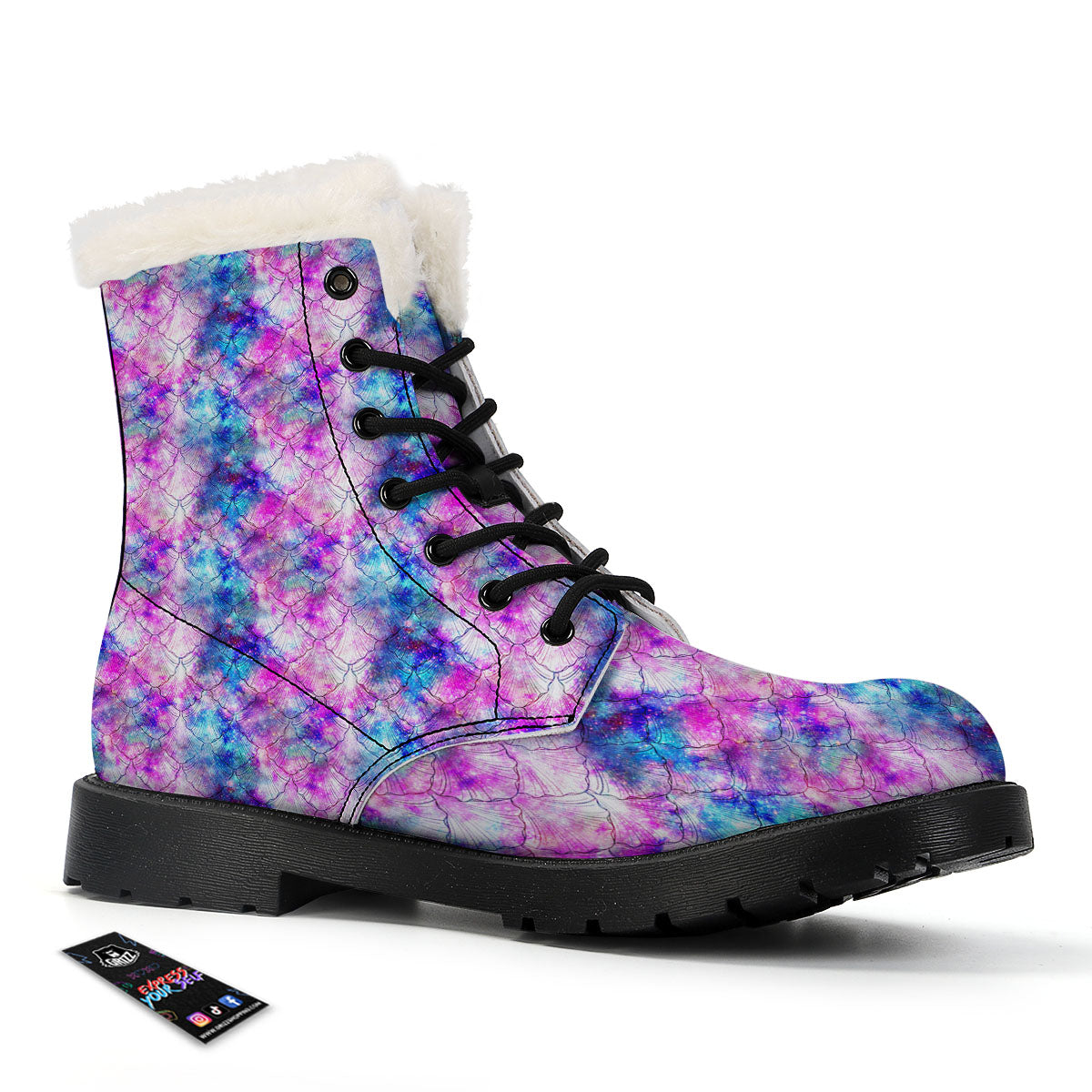 Mermaid Scales Galaxy Print Pattern Winter Boots-grizzshop