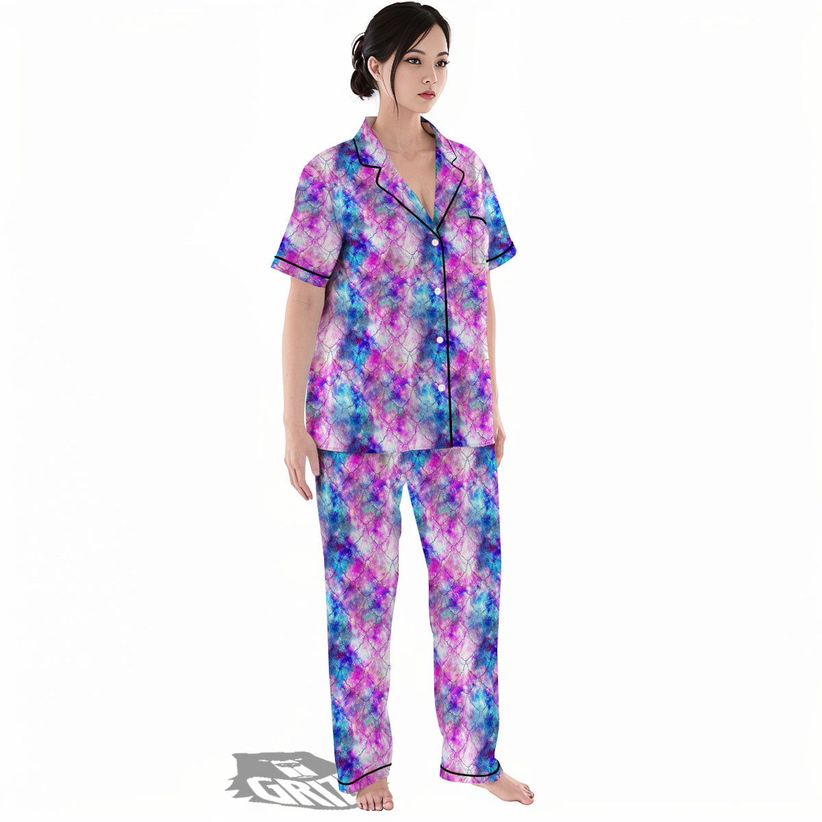 Mermaid Scales Galaxy Print Pattern Women's Pajamas Set-grizzshop