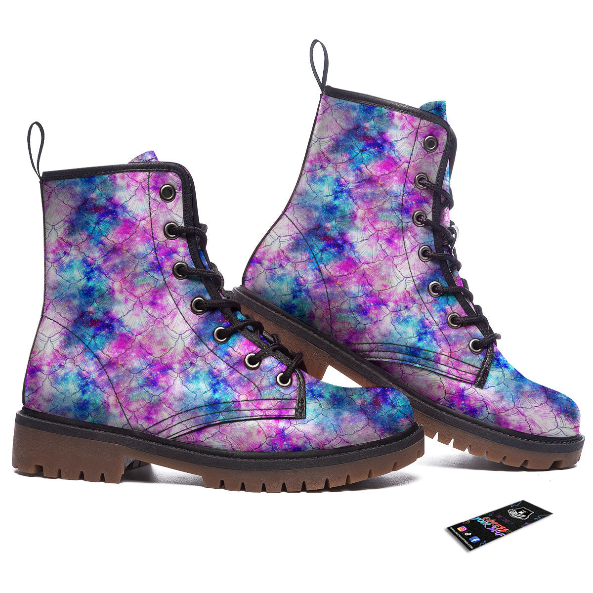 Mermaid Scales Galaxy Print Pattern Work Boots-grizzshop