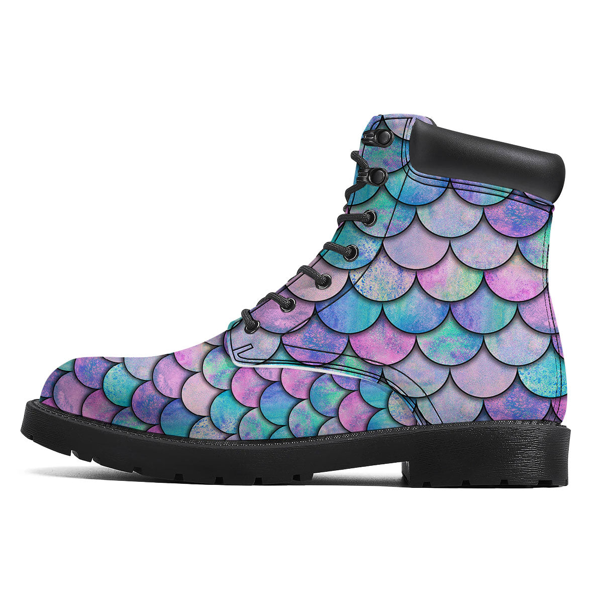 Mermaid Scales Pink And Teal Print Pattern Boots-grizzshop
