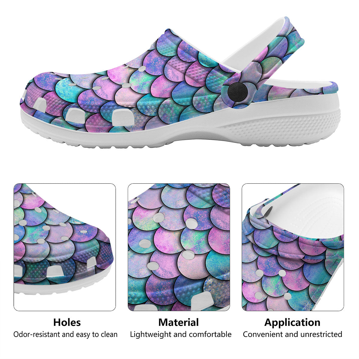 Mermaid Scales Pink And Teal Print Pattern Clog-grizzshop