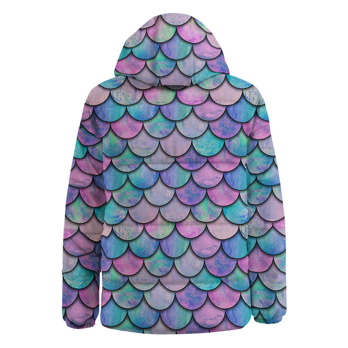 Mermaid Scales Pink And Teal Print Pattern Down Jacket-grizzshop