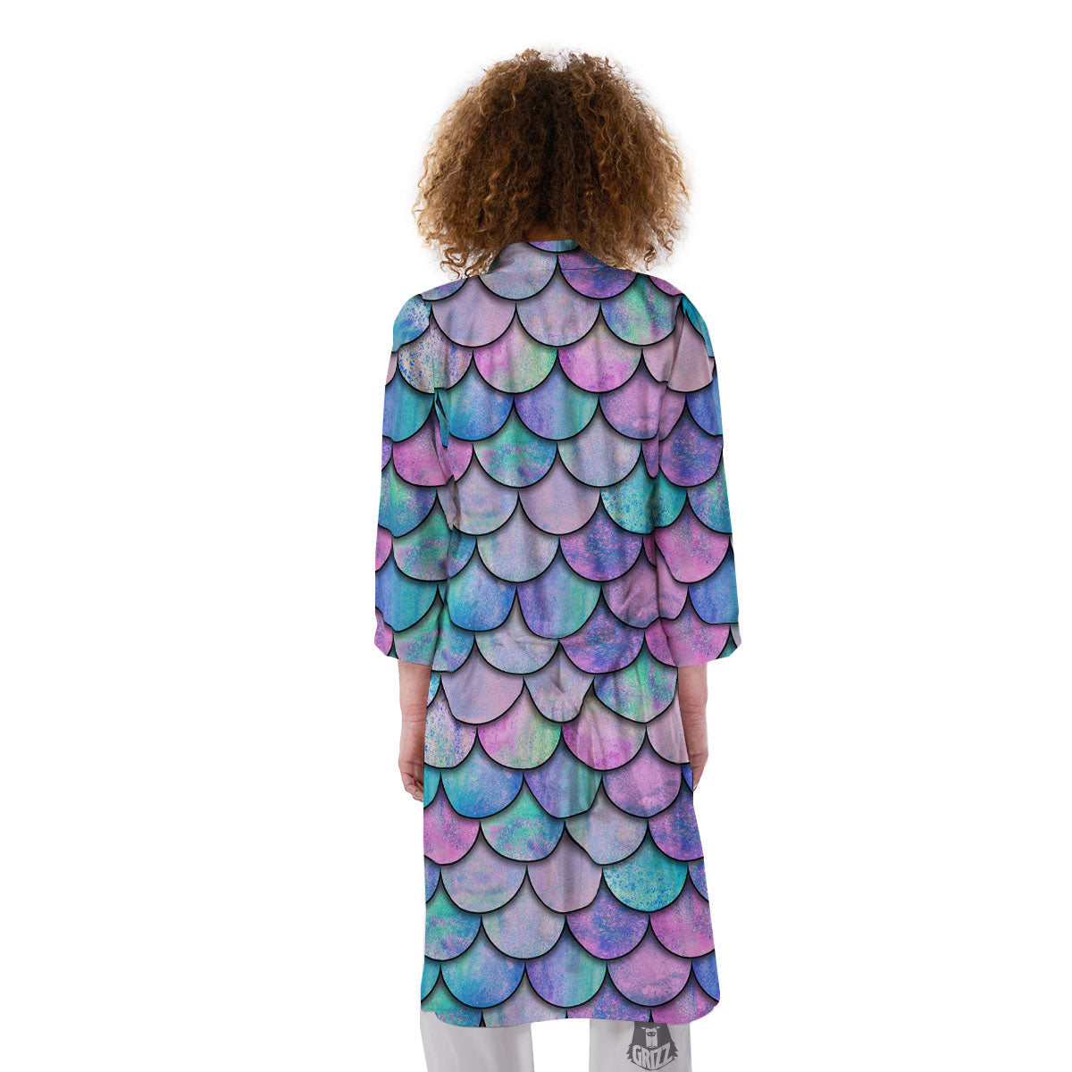 Mermaid Scales Pink And Teal Print Pattern Kimono-grizzshop