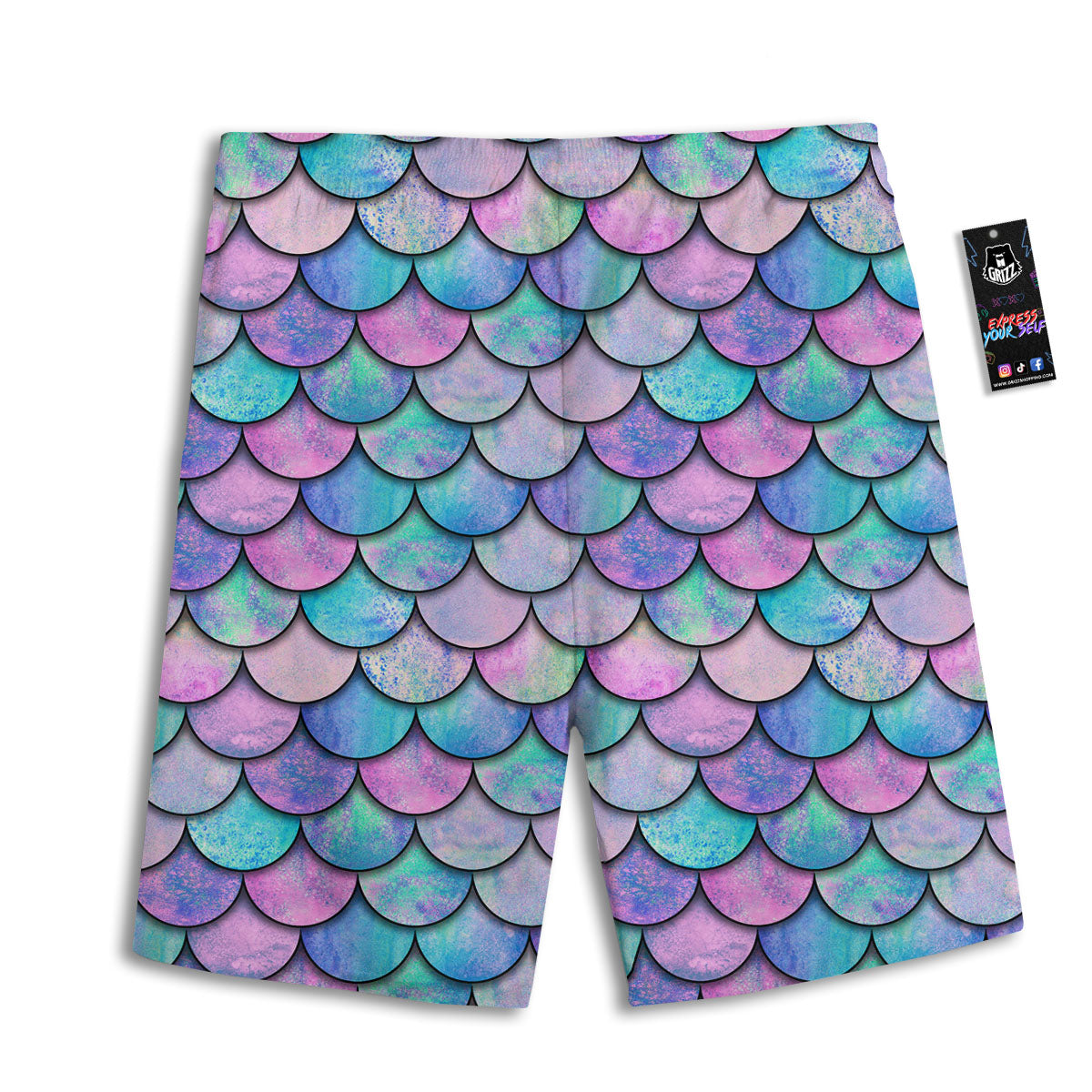 Mermaid Scales Pink And Teal Print Pattern Men's Athletic Shorts