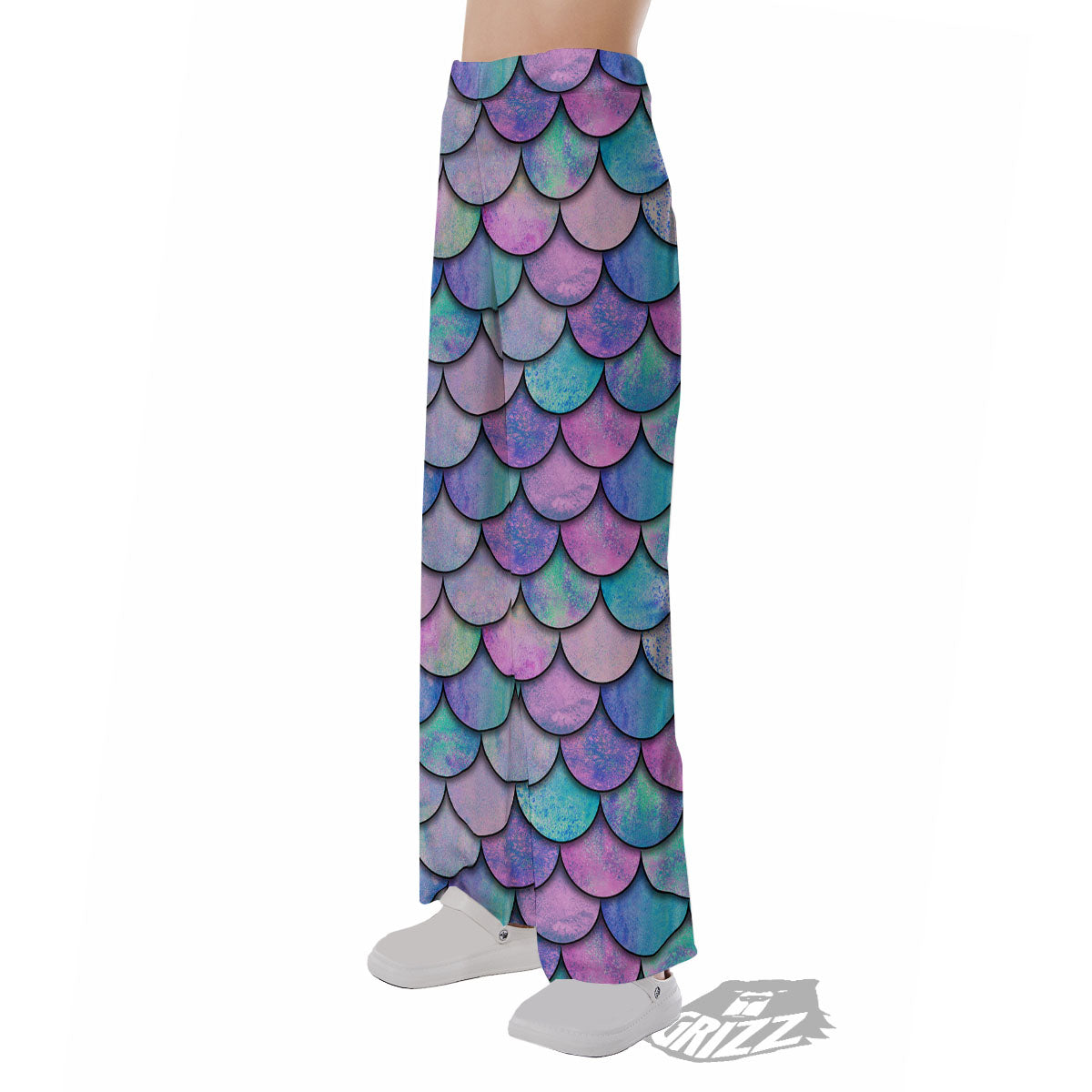 Mermaid Scales Pink And Teal Print Pattern Pajama Pants-grizzshop