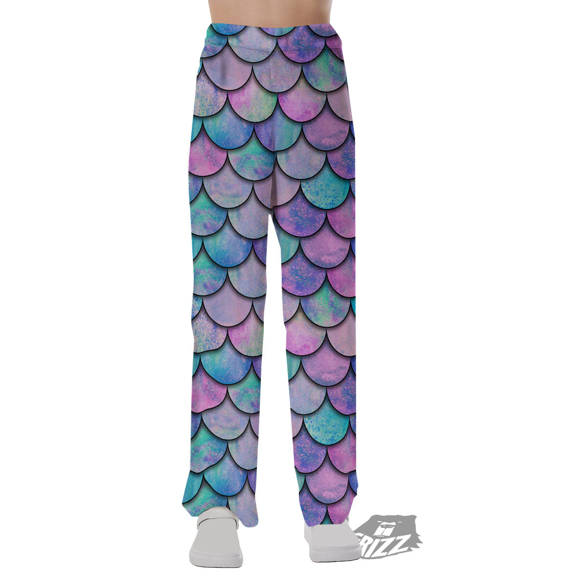 Mermaid Scales Pink And Teal Print Pattern Pajama Pants-grizzshop