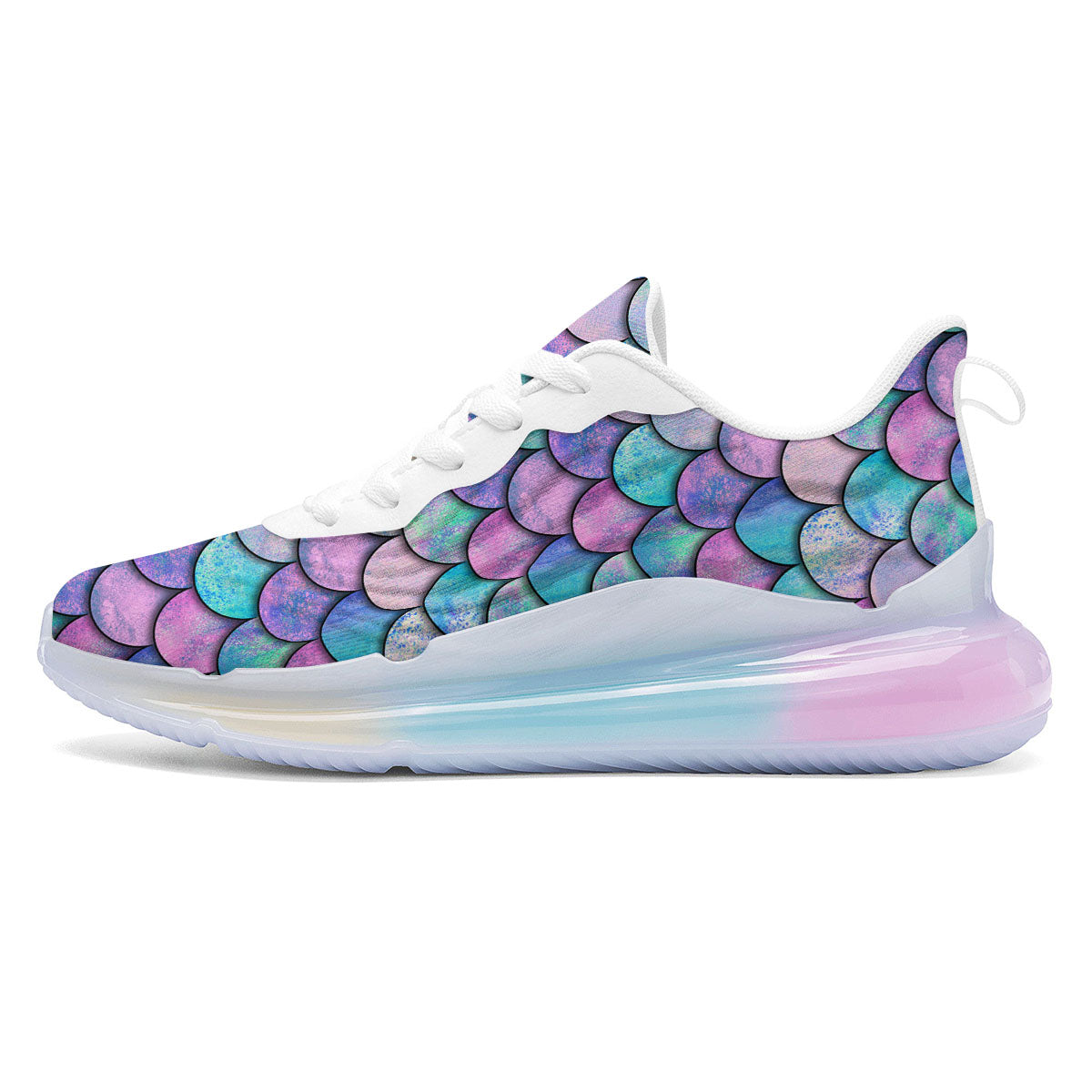 Mermaid Scales Pink And Teal Print Pattern Running Sneakers-grizzshop