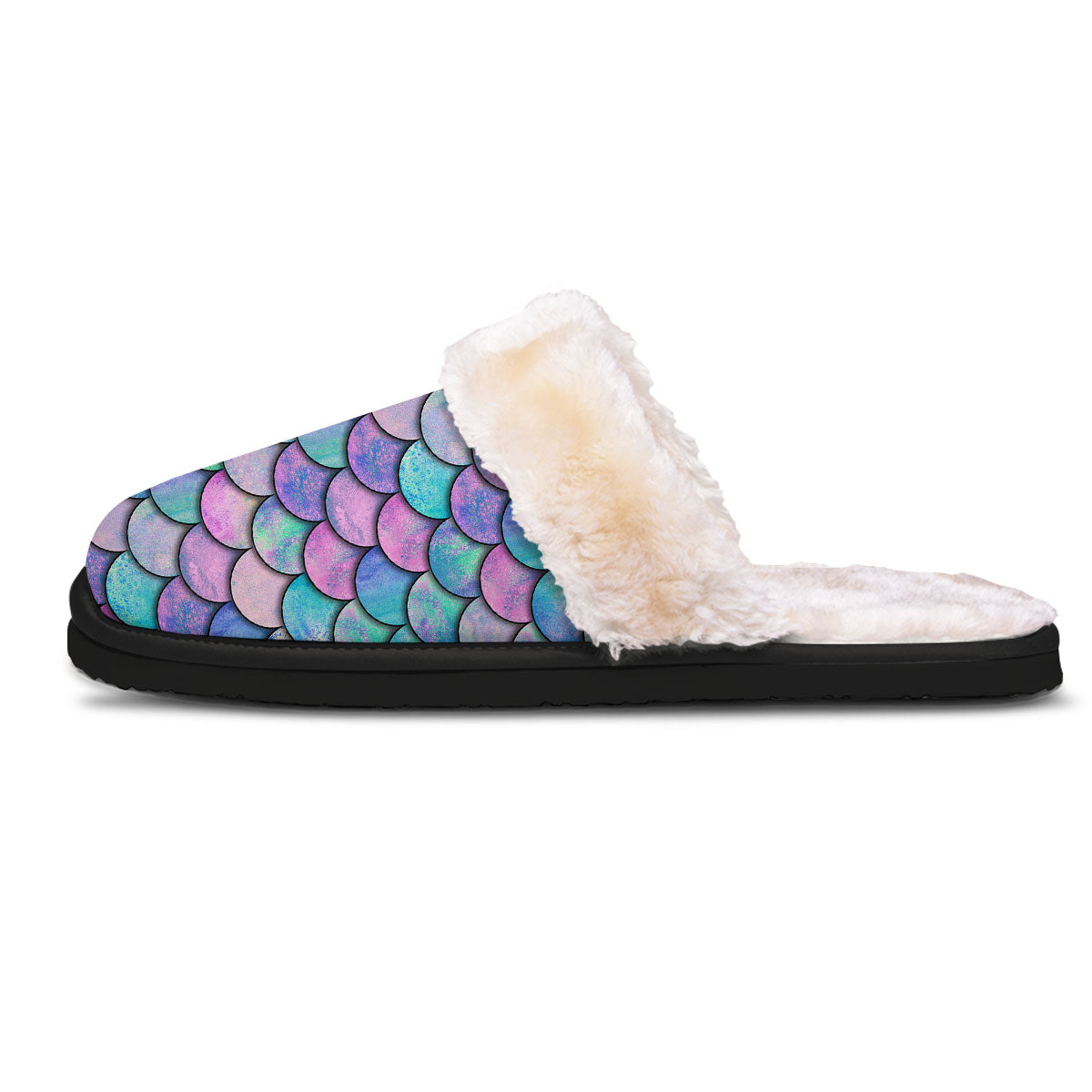 Mermaid Scales Pink And Teal Print Pattern Slippers-grizzshop