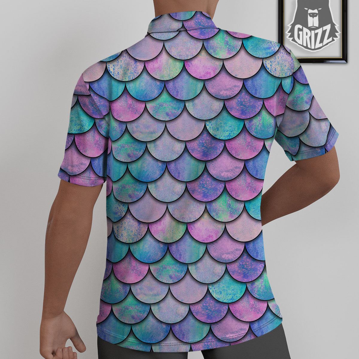 Mermaid Scales Pink And Teal Print Pattern Untucked Shirts-grizzshop