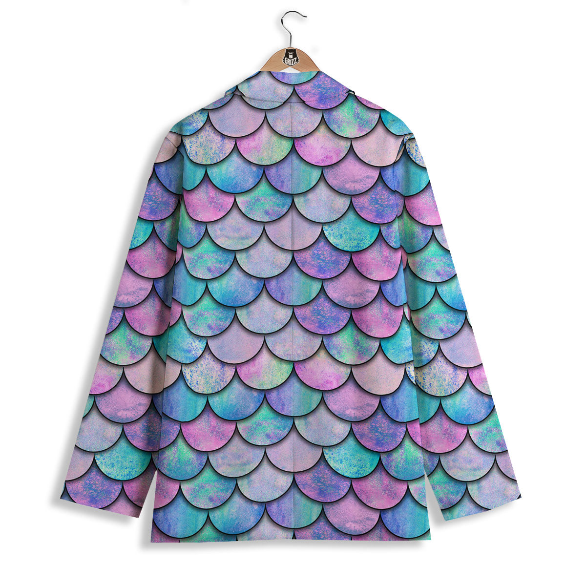 Mermaid Scales Pink And Teal Print Pattern Women's Blazer-grizzshop